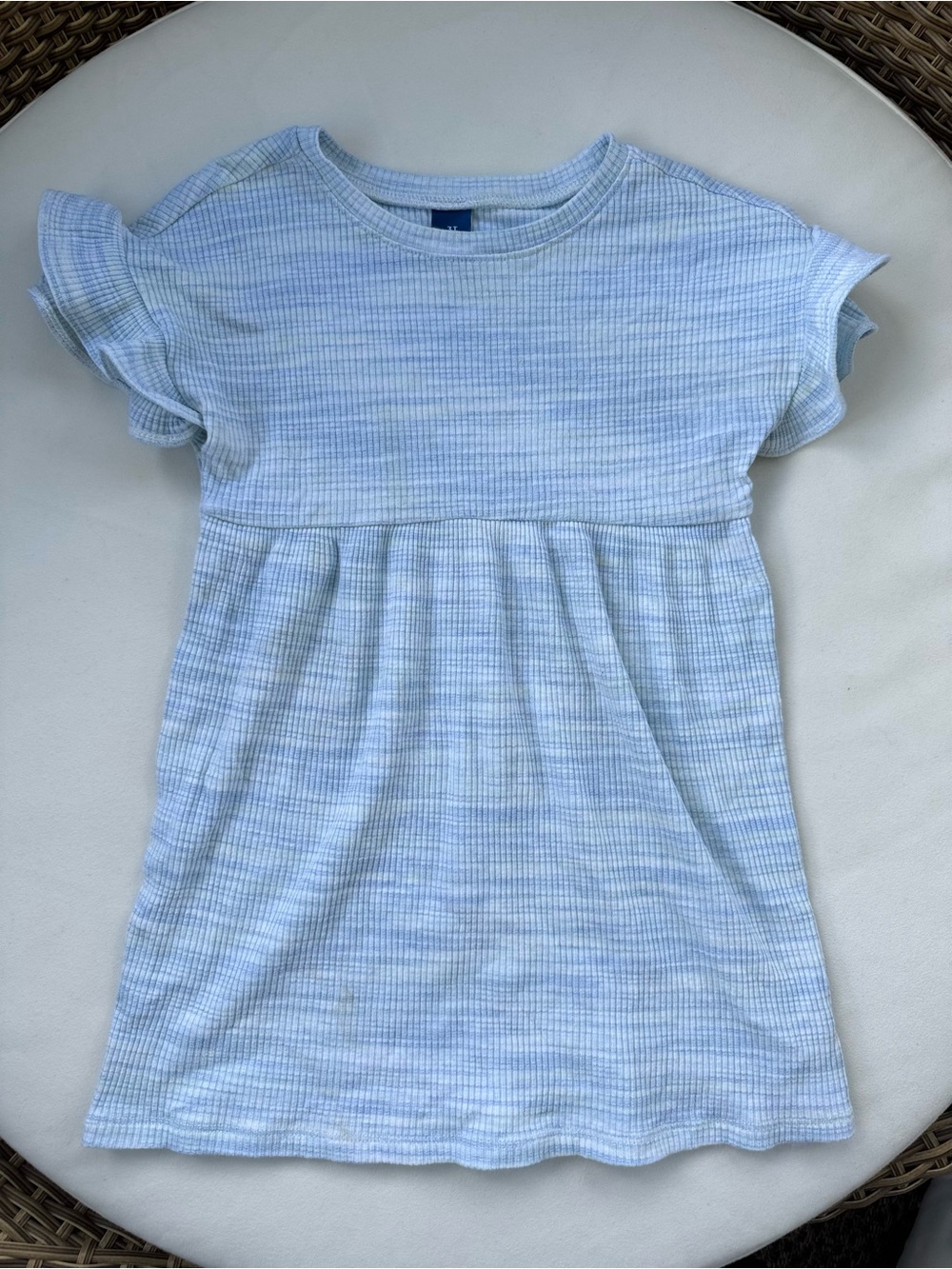 Old Navy Girl’s 3T Light Blue Striped Ribbed Short Sleeve Dress